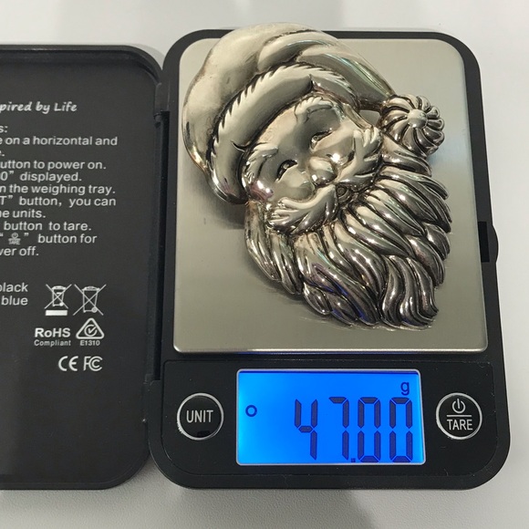 Vintage Unsigned Best Silver Classic Santa Oversized Large Head Brooch Pendant - Picture 2 of 13